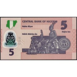 Nigéria - Pick 38i - 5 naira - Série DW - 2018 - Polymère - Etat : NEUF