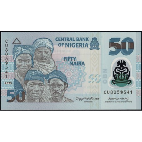 Nigéria - Pick 40o_2 - 50 naira - Série CU - 2025 - Polymère - Etat : NEUF