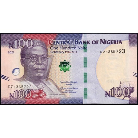 Nigéria - Pick 41c - 100 naira - Série DZ - 2021 - Commémoratif - Etat : NEUF