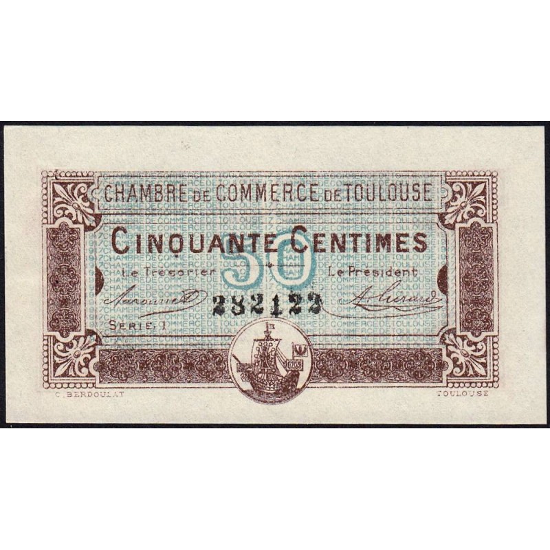 Toulouse - Pirot 122-22 - 50 centimes - Série 1 - 20/06/1917 - Etat : SPL