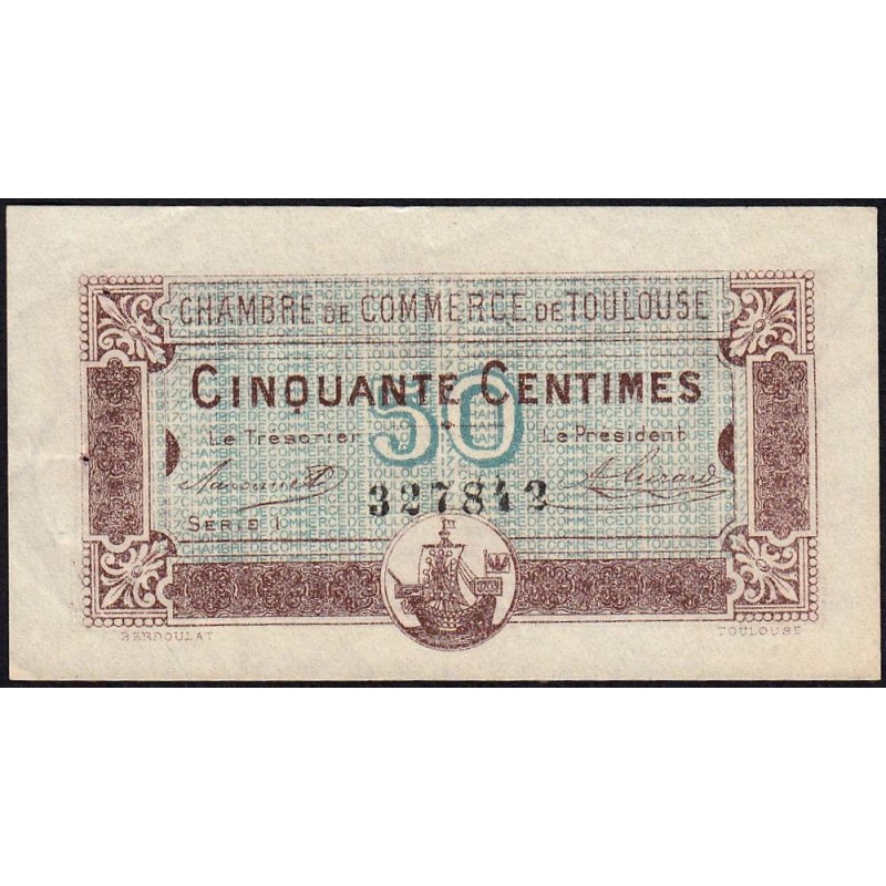 Toulouse - Pirot 122-22 variété - 50 centimes - Série 1 - 20/06/1917 - Etat : TTB+