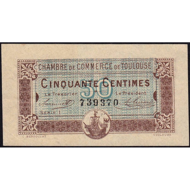 Toulouse - Pirot 122-22 - 50 centimes - Série 1 - 20/06/1917 - Etat : SPL
