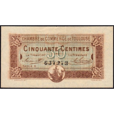 Toulouse - Pirot 122-22 variété - 50 centimes - Série 3 - 20/06/1917 - Etat : SUP