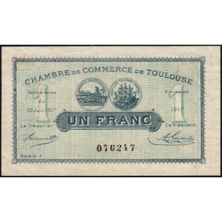 Toulouse - Pirot 122-27 variété - 1 franc - Série 1 - 20/06/1917 - Etat : TTB