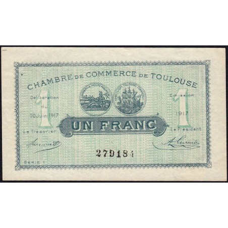 Toulouse - Pirot 122-27 variété - 1 franc - Série 1 - 20/06/1917 - Etat : TTB