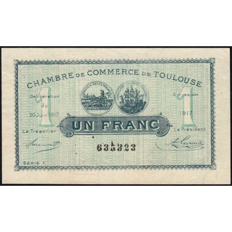 Toulouse - Pirot 122-27 variété - 1 franc - Série 1 - 20/06/1917 - Etat : SPL