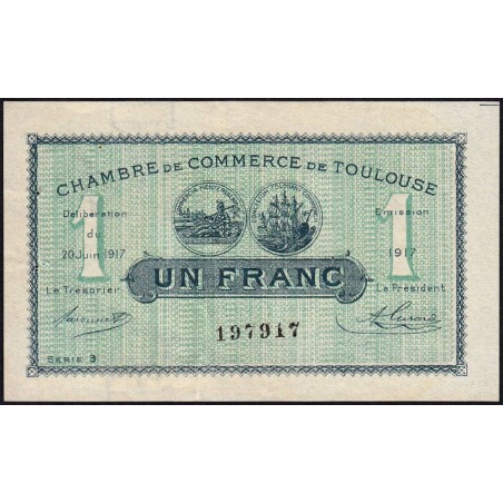 Toulouse - Pirot 122-27 variété - 1 franc - Série 3 - 20/06/1917 - Etat : TTB+