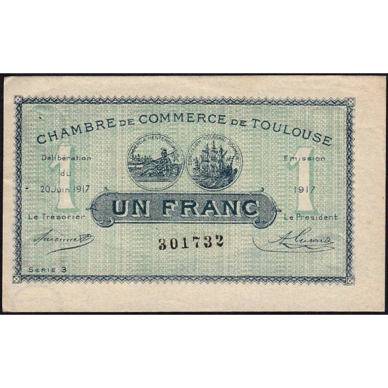 Toulouse - Pirot 122-27 variété - 1 franc - Série 3 - 20/06/1917 - Etat : SUP