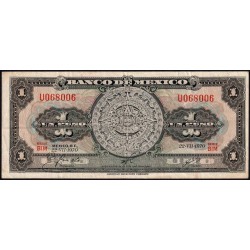 Mexique - Pick 59l - 1 peso - Série BIM - Préfixe S - 22/07/1970 - Etat : TB