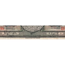 Mexique - Pick 59l - 1 peso - Série BIM - Préfixe S - 22/07/1970 - Etat : TB