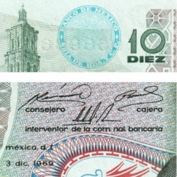 Mexique - Pick 63b_1 - 10 pesos - Série 1F - Préfixe F - 03/12/1969 - Etat : NEUF