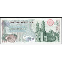 Mexique - Pick 63g_4 - 10 pesos - Série 1DB - Préfixe B - 16/10/1974 - Etat : pr.NEUF