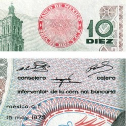 Mexique - Pick 63h_5 - 10 pesos - Série 1EA - Préfixe A - 15/05/1975 - Etat : SUP+ à SPL