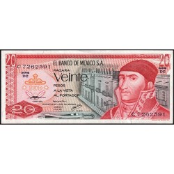 Mexique - Pick 64d_2 - 20 pesos - Série DC - Préfixe C - 08/07/1977 - Etat : TTB+