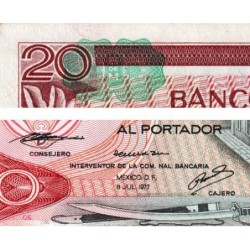 Mexique - Pick 64d_2 - 20 pesos - Série DC - Préfixe C - 08/07/1977 - Etat : TTB+