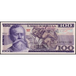 Mexique - Pick 68a - 100 pesos - Série KN - Préfixe S - 05/07/1978 - Etat : SPL+
