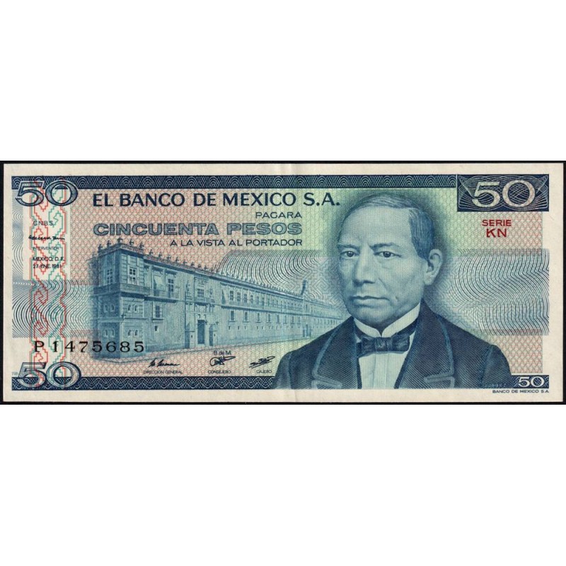 Mexique - Pick 73 - 50 pesos - Série KN - Préfixe P - 27/01/1981 - Etat : SUP