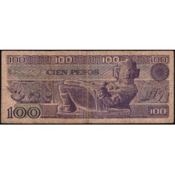Mexique - Pick 74a - 100 pesos - Série RR - Préfixe G - 27/01/1981 - Etat : B+ à TB-