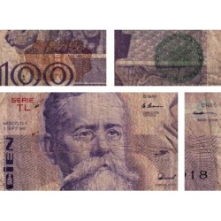 Mexique - Pick 74b - 100 pesos - Série TL - Préfixe F - 03/09/1981 - Etat : B+ à TB-