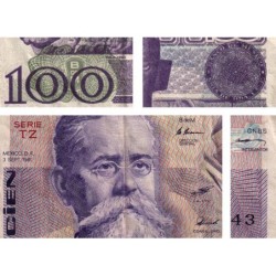 Mexique - Pick 74b - 100 pesos - Série TZ - Préfixe R - 03/09/1981 - Etat : TB