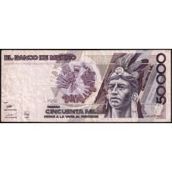 Mexique - Pick 93b_2 - 50'000 pesos - Série FZ - Préfixe S - 10/01/1990 - Etat : TB+