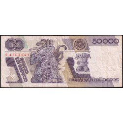 Mexique - Pick 93b_2 - 50'000 pesos - Série FZ - Préfixe S - 10/01/1990 - Etat : TB+