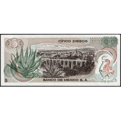 Mexique - Pick 62c_1 - 5 pesos - Série 1AN - Préfixe N - 27/06/1972 - Etat : NEUF