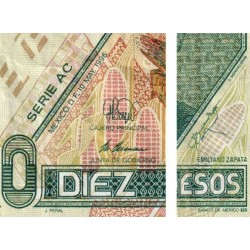 Mexique - Pick 105b - 10 pesos - Série AC - Préfixe E - 10/03/1996 - Etat : TB+