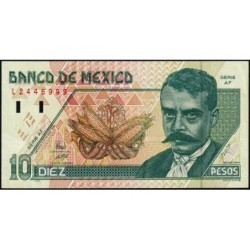 Mexique - Pick 105b - 10 pesos - Série AF - Préfixe L - 10/03/1996 - Etat : SPL