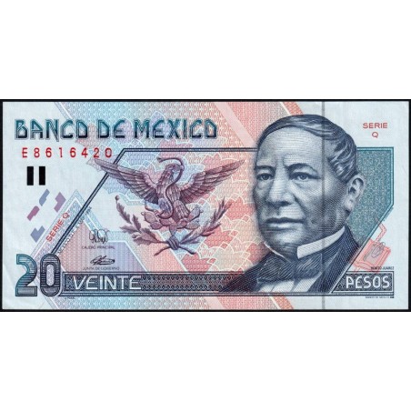 Mexique - Pick 106a - 20 pesos - Série Q - Préfixe E - 06/05/1994 - Etat : SUP+