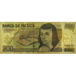 Mexique - Pick 109c - 200 pesos - Série AJ - Préfixe T - 17/03/1998 - Etat : TB+