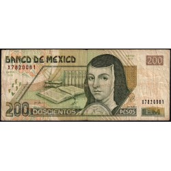 Mexique - Pick 119b_5 - 200 pesos - Série DD - Préfixe X - 26/03/2002 - Etat : TB-