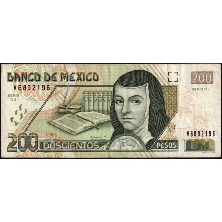 Mexique - Pick 119e_1 - 200 pesos - Série DJ - Préfixe V - 05/11/2004 - Etat : TB+