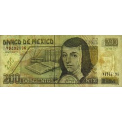 Mexique - Pick 119e_1 - 200 pesos - Série DJ - Préfixe V - 05/11/2004 - Etat : TB+