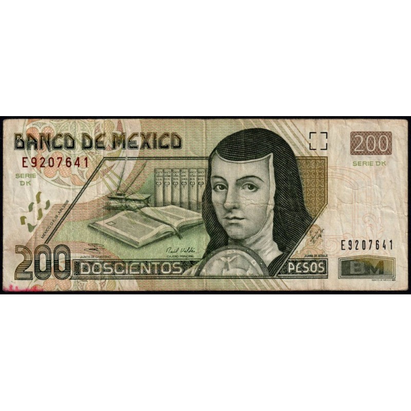 Mexique - Pick 119f_1 - 200 pesos - Série DK - Préfixe E - 19/06/2006 - Etat : TB
