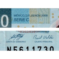 Mexique - Pick 122b - 20 pesos - Série C - Préfixe N - 22/11/2006 - Polymère - Etat : TTB