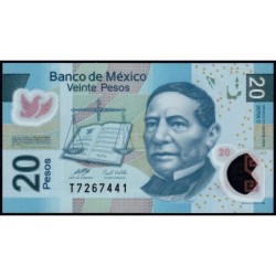 Mexique - Pick 122b - 20 pesos - Série C - Préfixe T - 22/11/2006 - Polymère - Etat : SPL