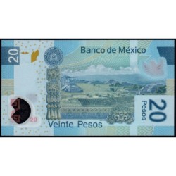 Mexique - Pick 122b - 20 pesos - Série C - Préfixe T - 22/11/2006 - Polymère - Etat : SPL