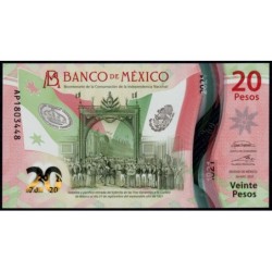 Mexique - Pick 132b_4 - 20 pesos - Série AP - 24/05/2021 - Polymère commémoratif - Etat : NEUF
