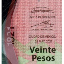 Mexique - Pick 132b_4 - 20 pesos - Série AP - 24/05/2021 - Polymère commémoratif - Etat : NEUF