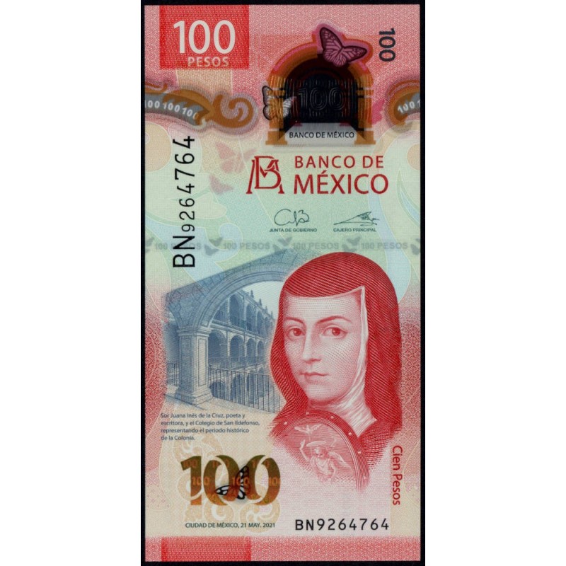 Mexique - Pick 134d_2 - 100 pesos - Série BN - 21/05/2021 - Polymère  - Etat : NEUF