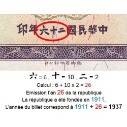 Chine - Bank of China - Pick 80_2 - 5 yüan - Série BH - 1937 - Etat : TTB