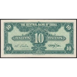 Chine - Central Bank of China - Pick 226 - 10 cents - Série C V - 1940 - Etat : NEUF