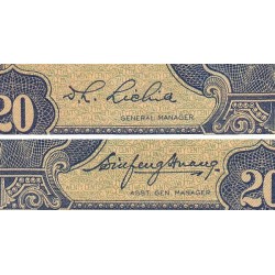 Chine - Central Bank of China - Pick 227a - 20 cents - Série B L - 1940 - Etat : SUP