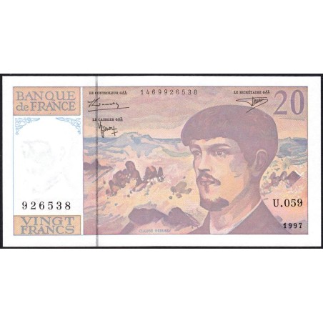 F 66ter-02 - 1997 - 20 francs - Debussy - Série U.059 - Etat : NEUF