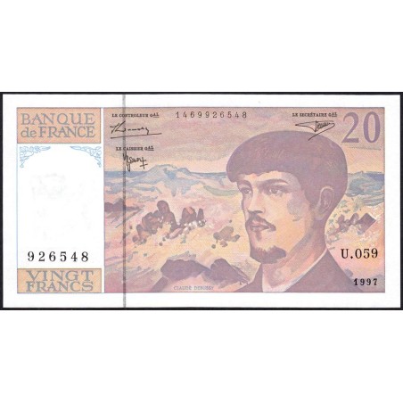 F 66ter-02 - 1997 - 20 francs - Debussy - Série U.059 - Etat : NEUF