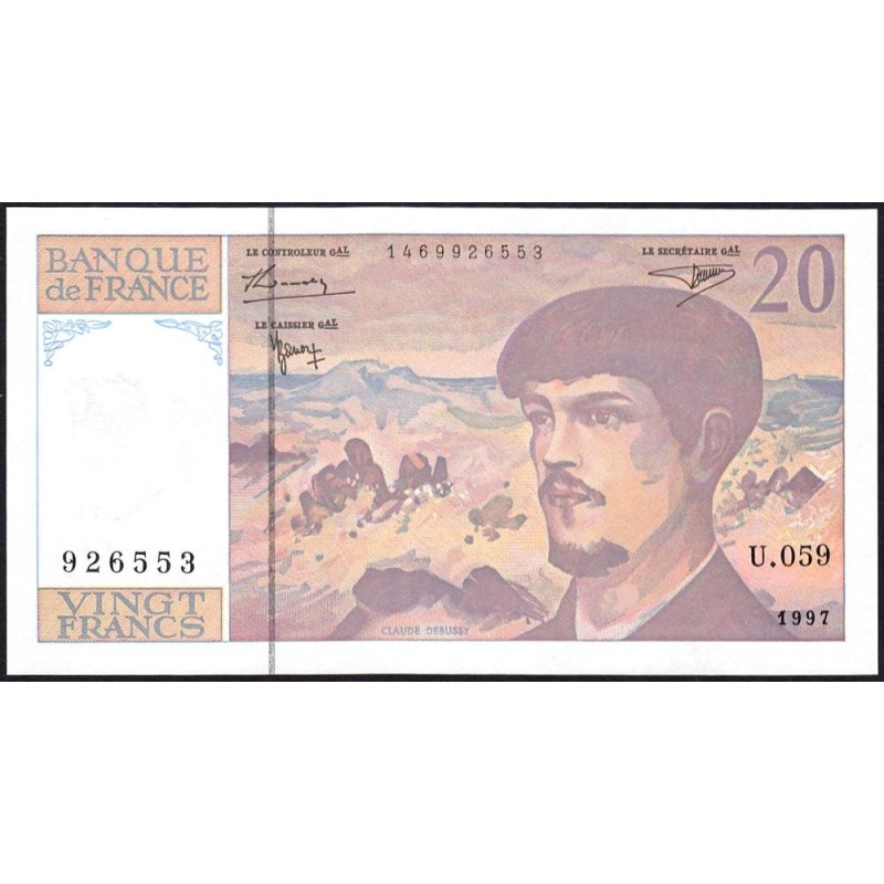 F 66ter-02 - 1997 - 20 francs - Debussy - Série U.059 - Etat : NEUF