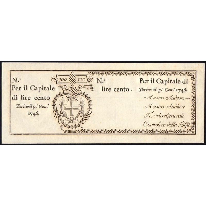 Savoie-Sardaigne - Pick S 101r - 100 livres - 01/01/1746 - Etat : pr.NEUF