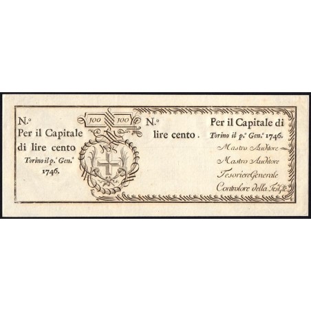 Savoie-Sardaigne - Pick S 101r - 100 livres - 01/01/1746 - Etat : pr.NEUF