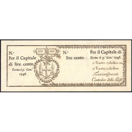 Savoie-Sardaigne - Pick S 101r - 100 livres - 01/01/1746 - Etat : pr.NEUF